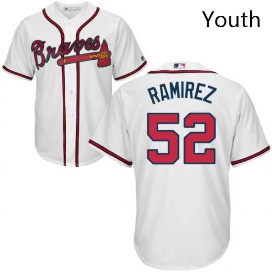 Youth Majestic Atlanta Braves 52 Jose Ramirez Authentic White Home Cool Base MLB Jersey